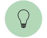 This is the icon version of the logo, displaying only the light bulb with the round green background.